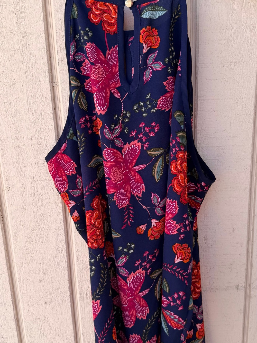 Papermoon Navy Halter Camisole with Pink & Red Floral Print - Picture 4 of 6